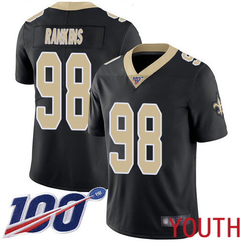 New Orleans Saints Limited Black Youth Sheldon Rankins Home Jersey NFL Football #98 100th Season Vapor Untouchable Jersey